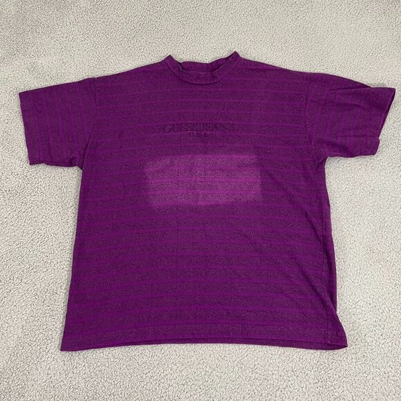 Guess by Marciano Other - VTG Guess By Marciano Shirt XL Purple Striped Guess Jeans USA Short Sleeve Tee